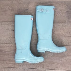 HUNTER Original Tiffany Blue Tall Boots Waterproof Size 5